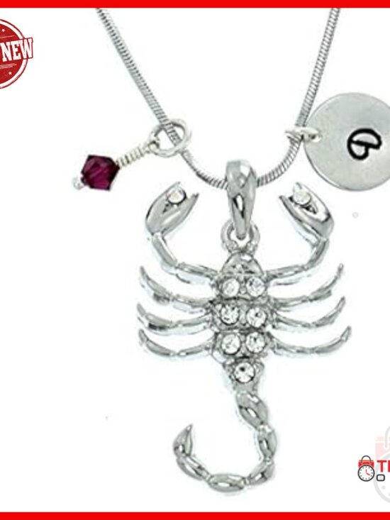 Amazon.com: Personalized Scorpion AB Color Pendant Sparkling  Scorpion Pendant Necklace with Birthstone and Initial Charms, Adjustable Chain